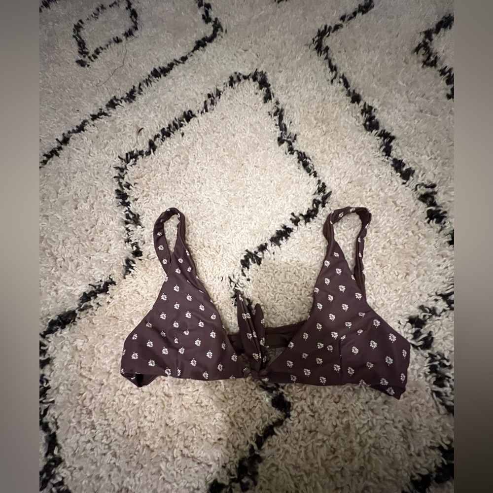 MINK PINK BROWN FLORAL TIE BIKINI TOP YEEHAW